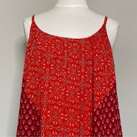 Sundance Veeda Patchwork Mixed Print Handkerchief Hem Boho Midi Dress, Small - Picture 3 of 16